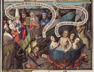 Tortures of the rich including Dives; Lazarus' soul in Abraham bosom (2nd of 2)