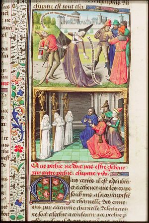 Suicide of a man and a woman to prevent adultery, avoiding one sin by another (1st of 2)