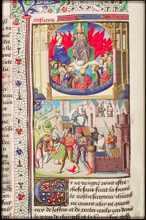 Christ enthroned, with Mary, angels and saints (1st of 2)