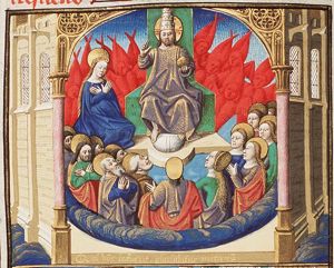 Christ enthroned, with Mary, angels and saints (1st of 2)