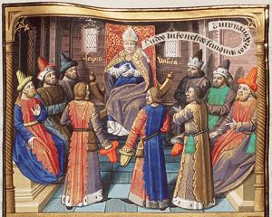 Scipio Nasica, dressed as a bishop, rejects the plan to build a theatre in Rome (1st of 2)
