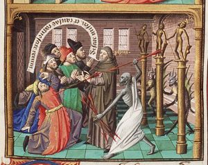 Death strikes one of the Romans gathered before their idols; poet Persius (2nd of 2)