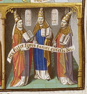 Three popes representing the laws of the Church (8th of 8)