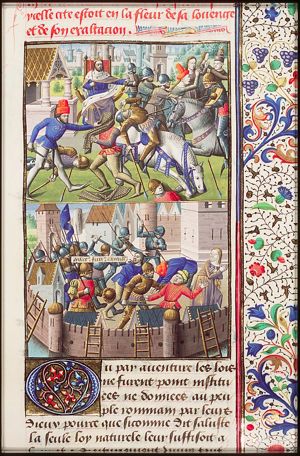 Rape of the Sabine women: Romulus gives orders, while Roman soldiers pursue the Sabines (1st of 2)