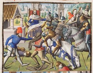 Rape of the Sabine women: Romulus gives orders, while Roman soldiers pursue the Sabines (1st of 2)