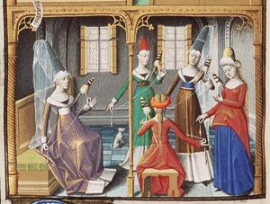 Christian customs: a group of women spinning (Virtuousness) (2nd of 2)