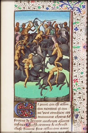 Battle of the evil spirits on black horses