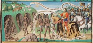 Alexander the Great meeting the Gymnosophists (Indian philosophers living naked, as their name implies) (2nd of 3)