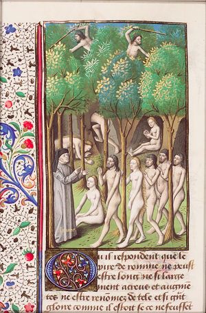 The Golden Age - man lives happily, gathering seeds and fruits under the reign of Saturn - a symbolic representation of the peaceful situation Numa Pompilius aims to achieve