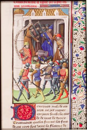 Murder of Romulus; Julius Proculus transmitting the message honour Quirinus, the deified Romulus