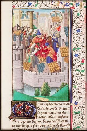 The inhabitants of Saguntum, a town of Hispania Tarraconensis, throw themselves into the fire to escape Hannibal