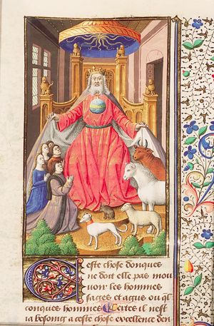 God the Father sheltering men and animals under his mantle