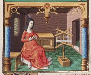 Twins of different sex as example against the arguments of astrology: Young woman winding wool (2nd of 2)