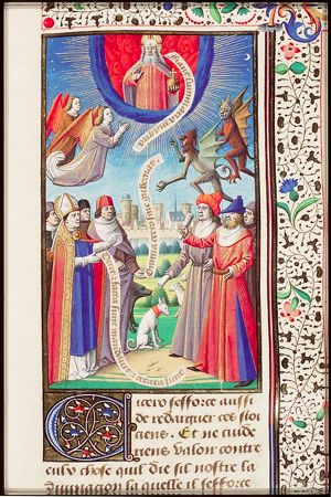 St. Augustine disputing with Cicero on the foreknowledge of God