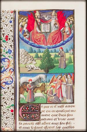 The Trinity as the Creator and Providence of all creatures, with blessed and angels; a rational animal consisting of body and soul, who has features in common with both stones and trees (1st of 3)