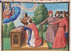 Righteous men - even non-Christians such as the two kneeling here - receive their virtue from God and set little value on the praise or blame of men (1st of 2)