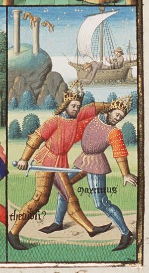 Theodosius kills Maximus; Andragrathius commits suicide; destruction of pagan idols (4th of 4)