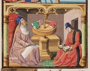 Varro writing in his library, with scribe (2nd of 2)