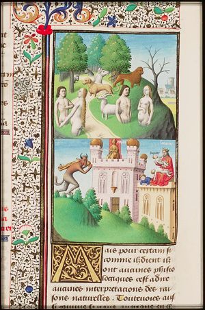 Men and animals emerging from the earth (1st of 2)