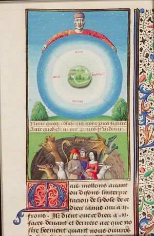 Janus as an image with four faces (three of which are visible) image, called the double Janus, looking at the four parts of the world (East, West, North and South) (1st of 2)
