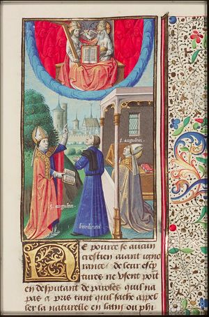 St. Augustine discussing with Simplicianus about the Trinity; St. Augustine contemplating the Trinity