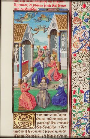 Apuleius discussing his views on demons; men worshipping souls