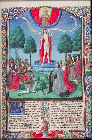 Christ interceding with God the Father for the humble and the mighty