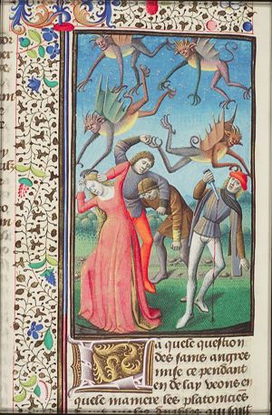 Devils instigating murder, suicide, despair