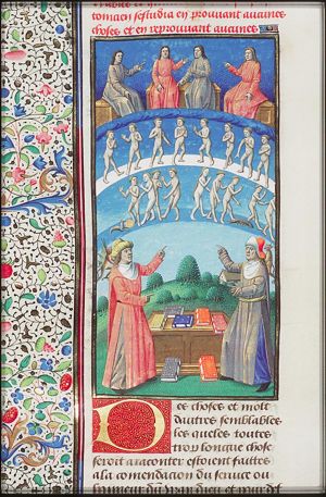 Porphyrius and Plotinus discussing the purification of the soul by means of theurgy; gods, souls and zodiac signs