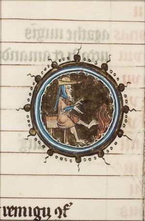 January: man warming himself at the fireplace