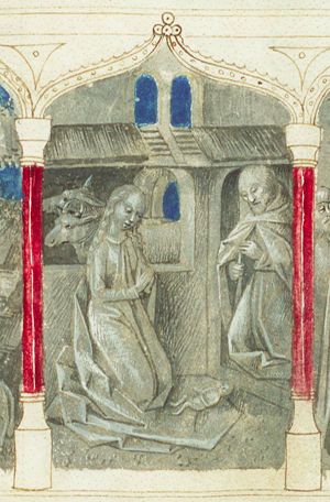 The Nativity: Adoration of the Christ-child by Mary and Joseph (2nd of 3)