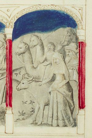 Jacob on the way to Canaan with his family, his flocks, camels and all his possessions (3rd of 3)