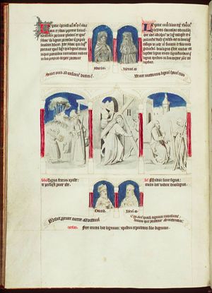 Abraham and Isaac, carrying the wood for the sacrifice, on their way to Moriah (1st of 3)