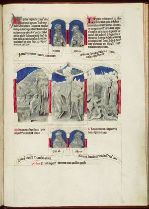 Abraham sacrifices Isaac, an angel restrains his sword (1st of 3)