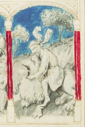 Samson kills the lion with his bare hands (3rd of 3)