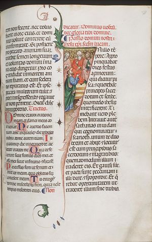 The betrayal of Christ: as a reward Judas receives pieces of silver from the chief priests