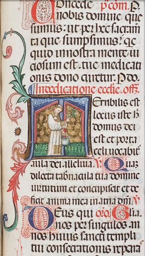 Priest sprinkling consecrated water