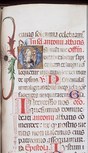 St. Antony Abbot of Egypt holding a staff, with bell