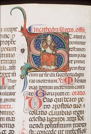St. Peter as a pope holding a key and a cross-staff