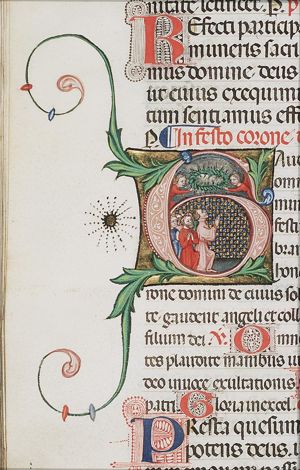 Adoration of the Crown of Thorns, held by angels