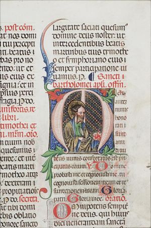 St. Bartholomew holding a knife and a book
