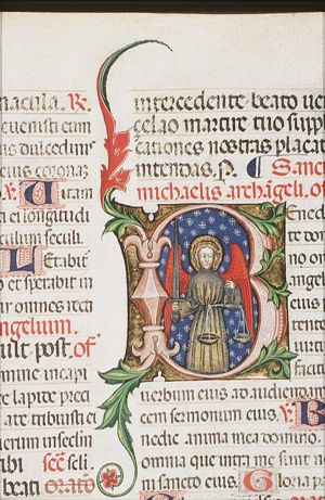 St. Michael holding a sword and scales