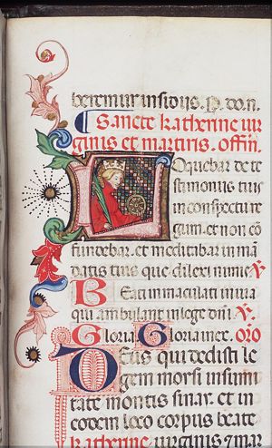 St. Catherine of Alexandria holding a palm and a wheel