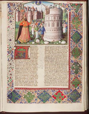 Nimrod supervising the building of the Tower of Babel