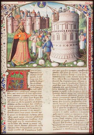 Nimrod supervising the building of the Tower of Babel