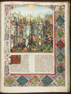 Capture of Jerusalem by Antiochus; soldiers storm the walls