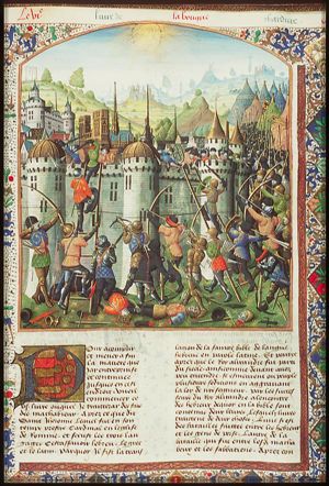 Capture of Jerusalem by Antiochus; soldiers storm the walls