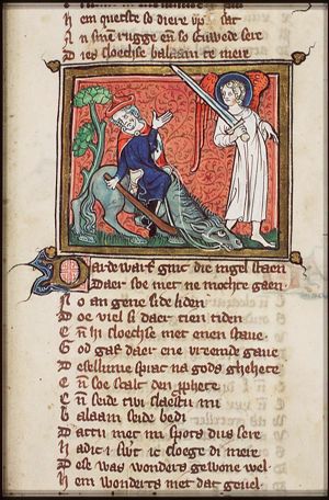 Balaam's way is barred by an angel, invisible to Balaam; Balaam strikes his ass, whereupon the ass lies down and starts to speak