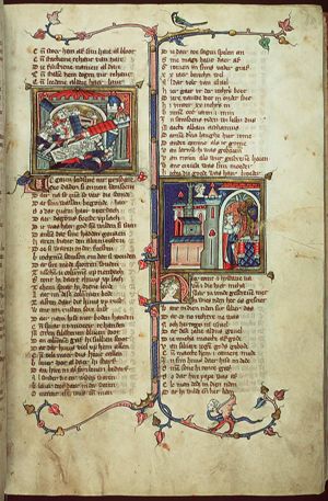 Samson breaks the pillars of the temple, killing the feasting Philistines