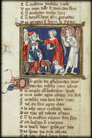 The healing of Tobit: Tobias puts the gall of the fish on his father's eyes